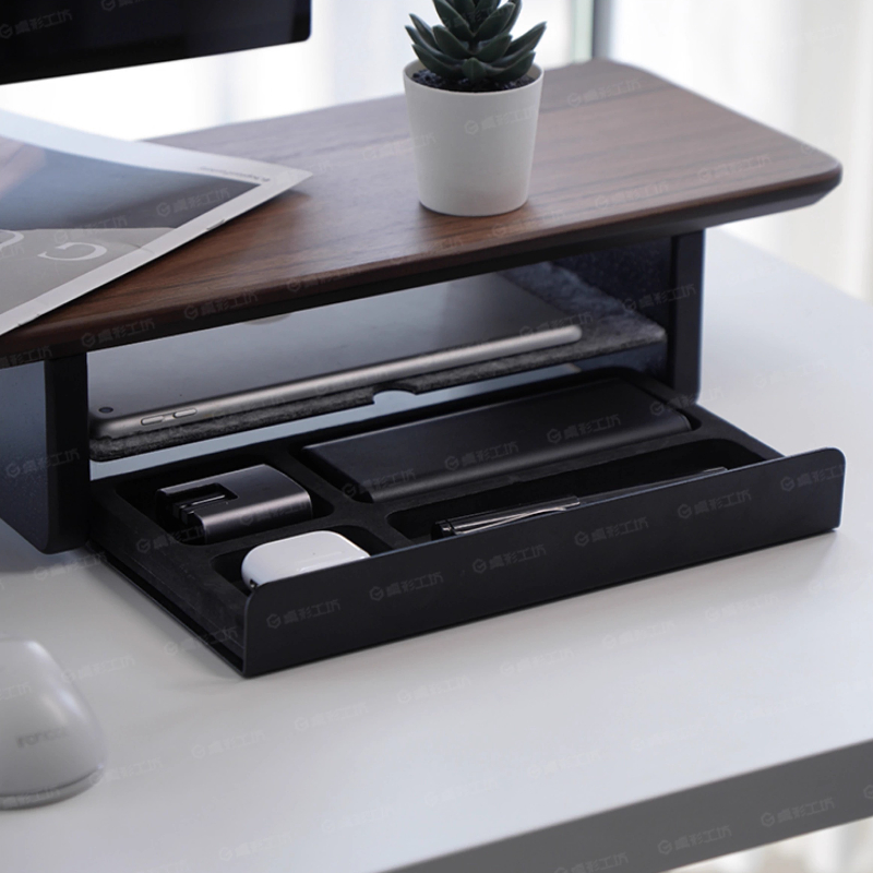 Setup Desk Monitor - Monitor Stand Riser Storage Drawers Office