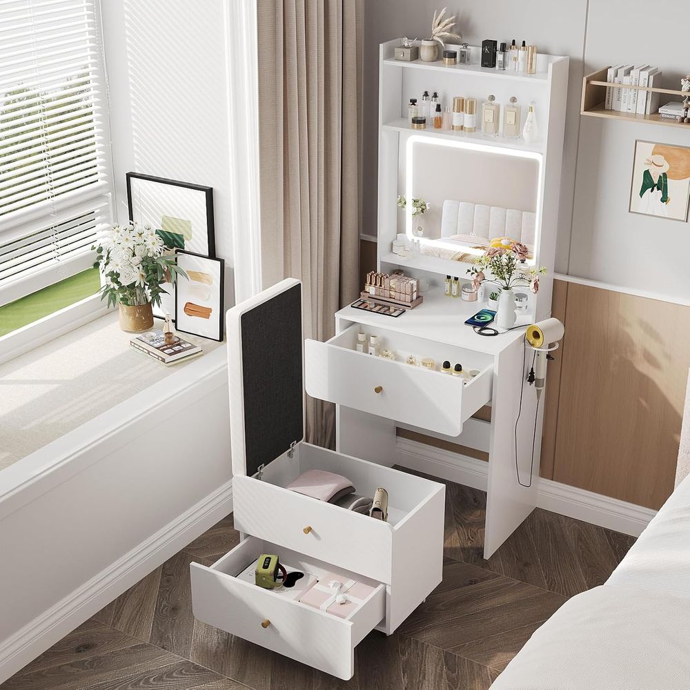 Desk Vanity Setup - Vabches Make Up Vanity Desk with