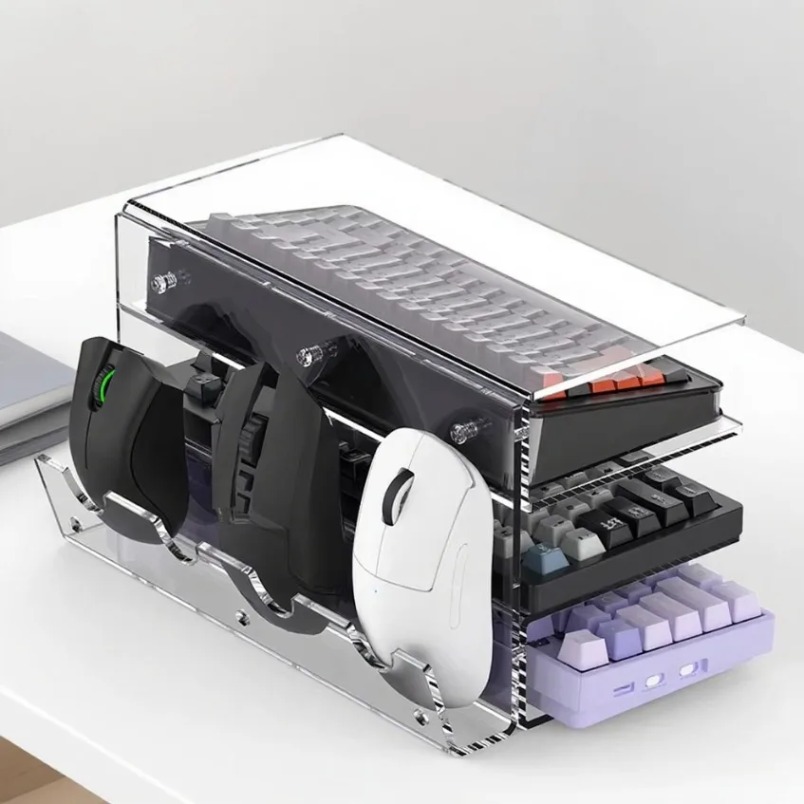 Gaming Setup Desk - Keyboard Stand 3 Tier Acrylic Storage