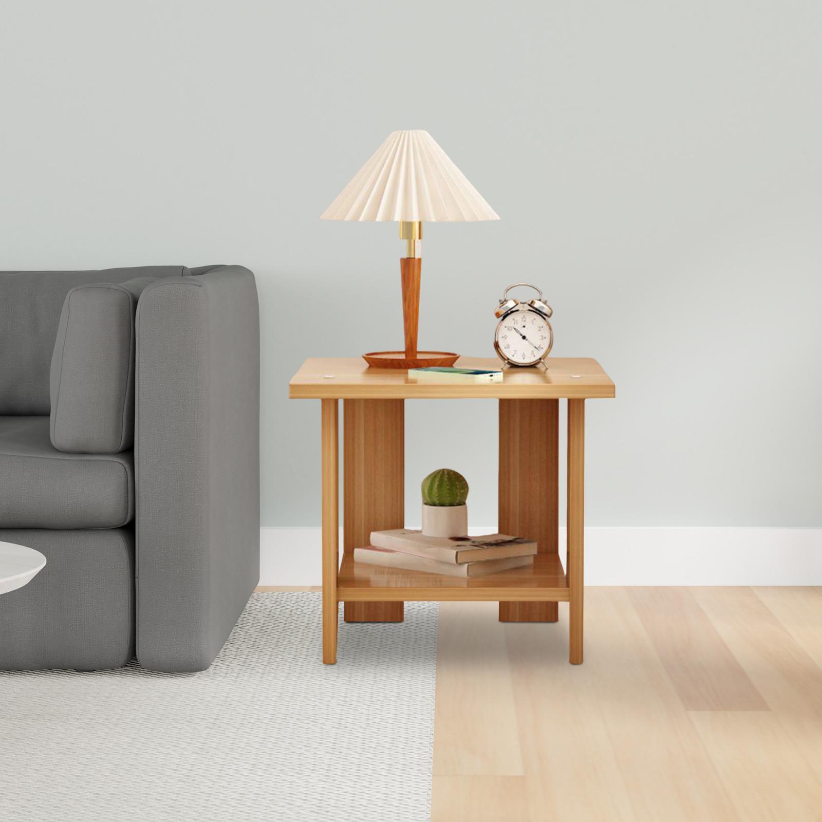Desk Setup Notebook - Wooden Double Layers Side Table Multifunctional