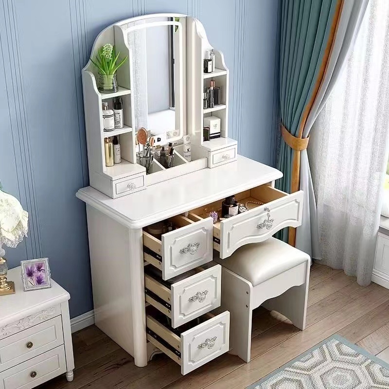 Desk Setup Simple - Girls White and Pink Modern Wooden