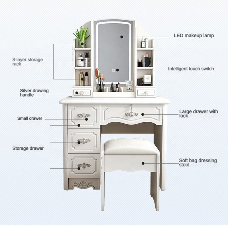 Girls White and pink Modern Wo - Desk Setup Simple ulasan dan harga