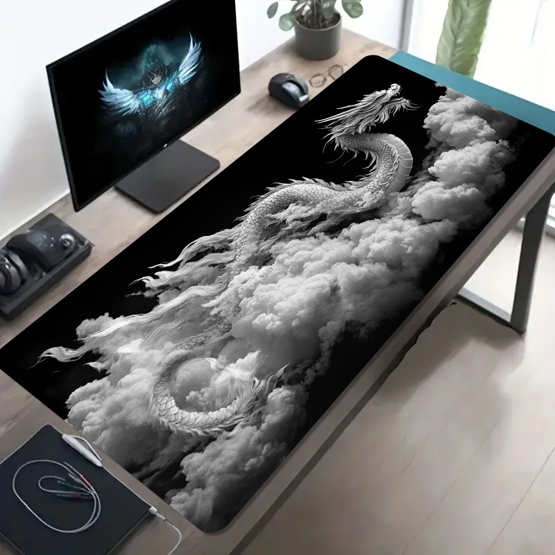 Black and White Dragon Gaming  - Desk Setup Black And White ulasan dan harga