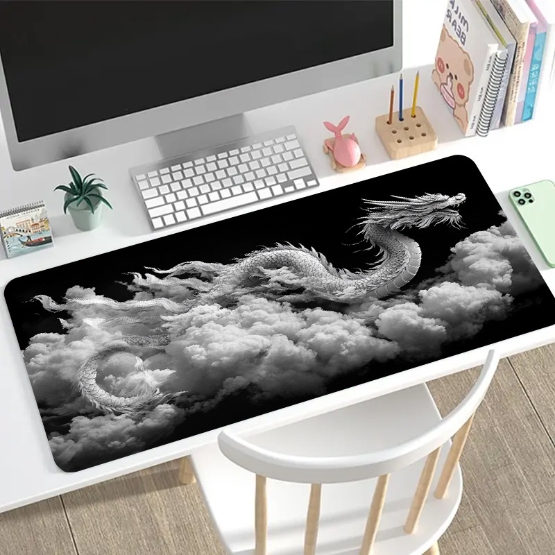 Black and White Dragon Gaming  - Desk Setup Black And White ulasan dan harga