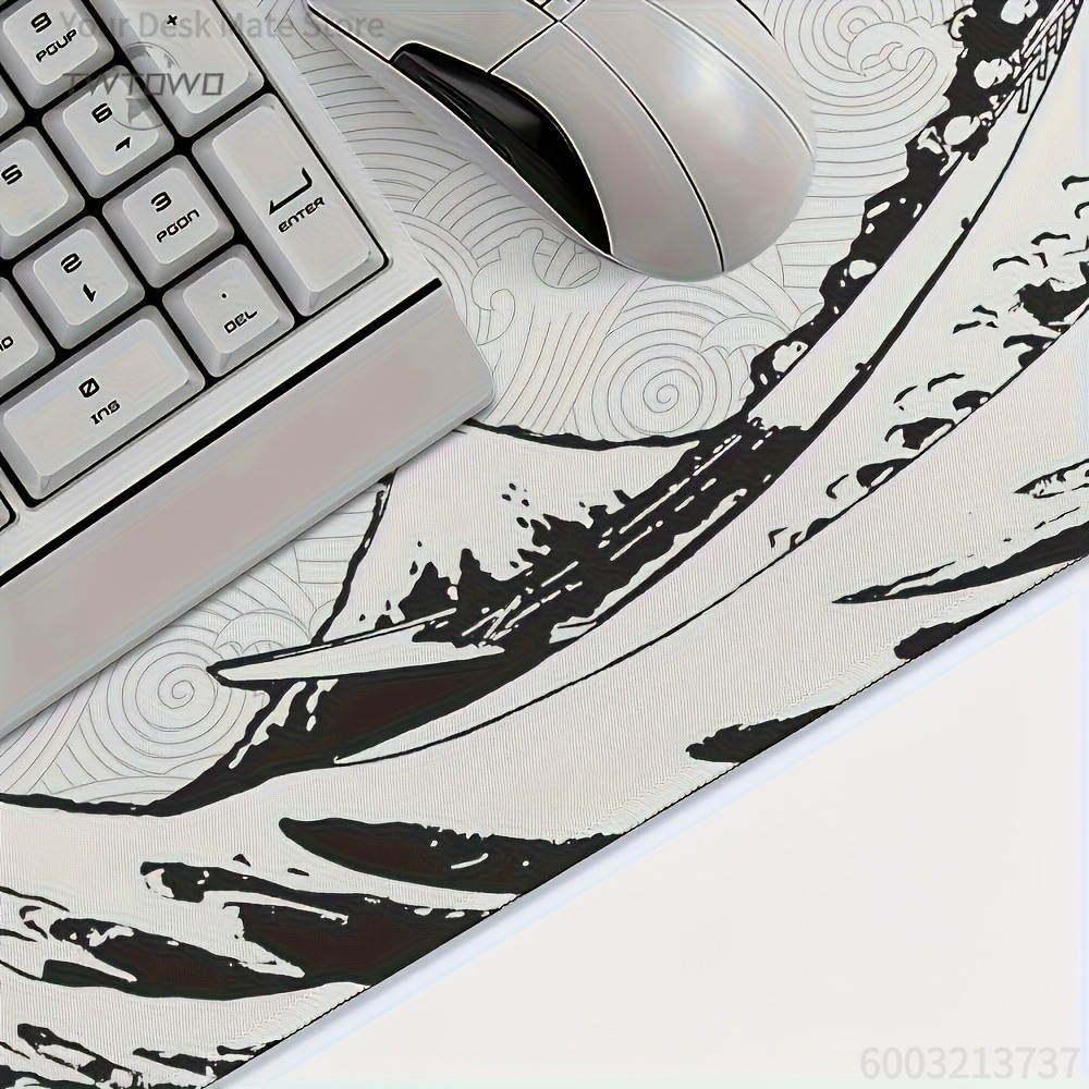 Black White Wave Art XXL Desk  - Desk Setup Black And White ulasan dan harga