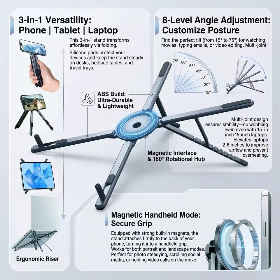 Portable Magnetic Phone Holder - Desk Setup Stand ulasan dan harga