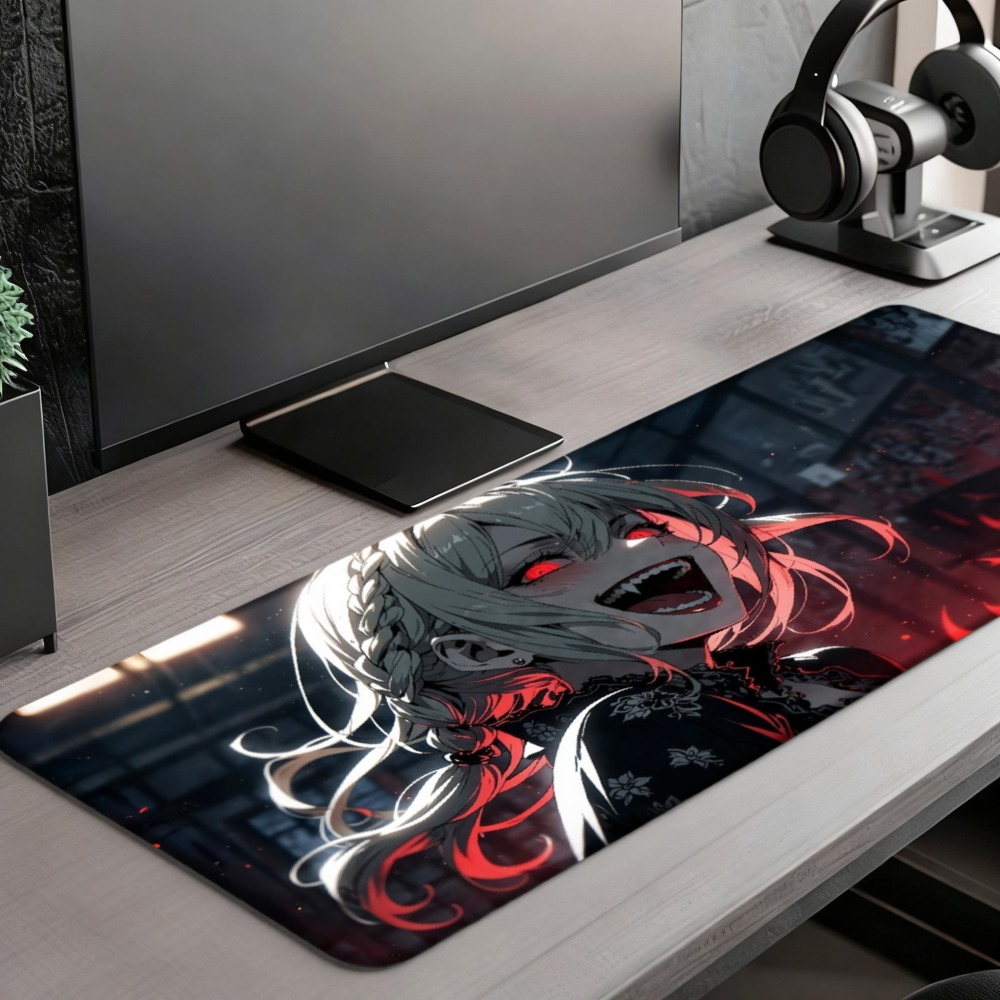 An anime girl with red flames  - Desk Setup Simple ulasan dan harga