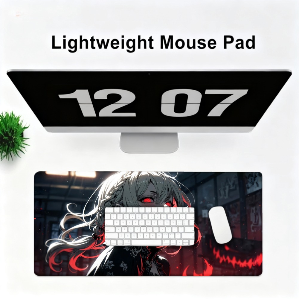 An anime girl with red flames  - Desk Setup Simple ulasan dan harga