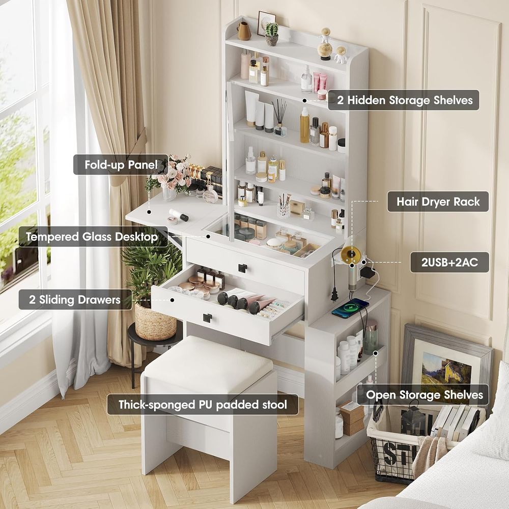 Vabches Small Makeup Vanity De - Desk Vanity Setup ulasan dan harga
