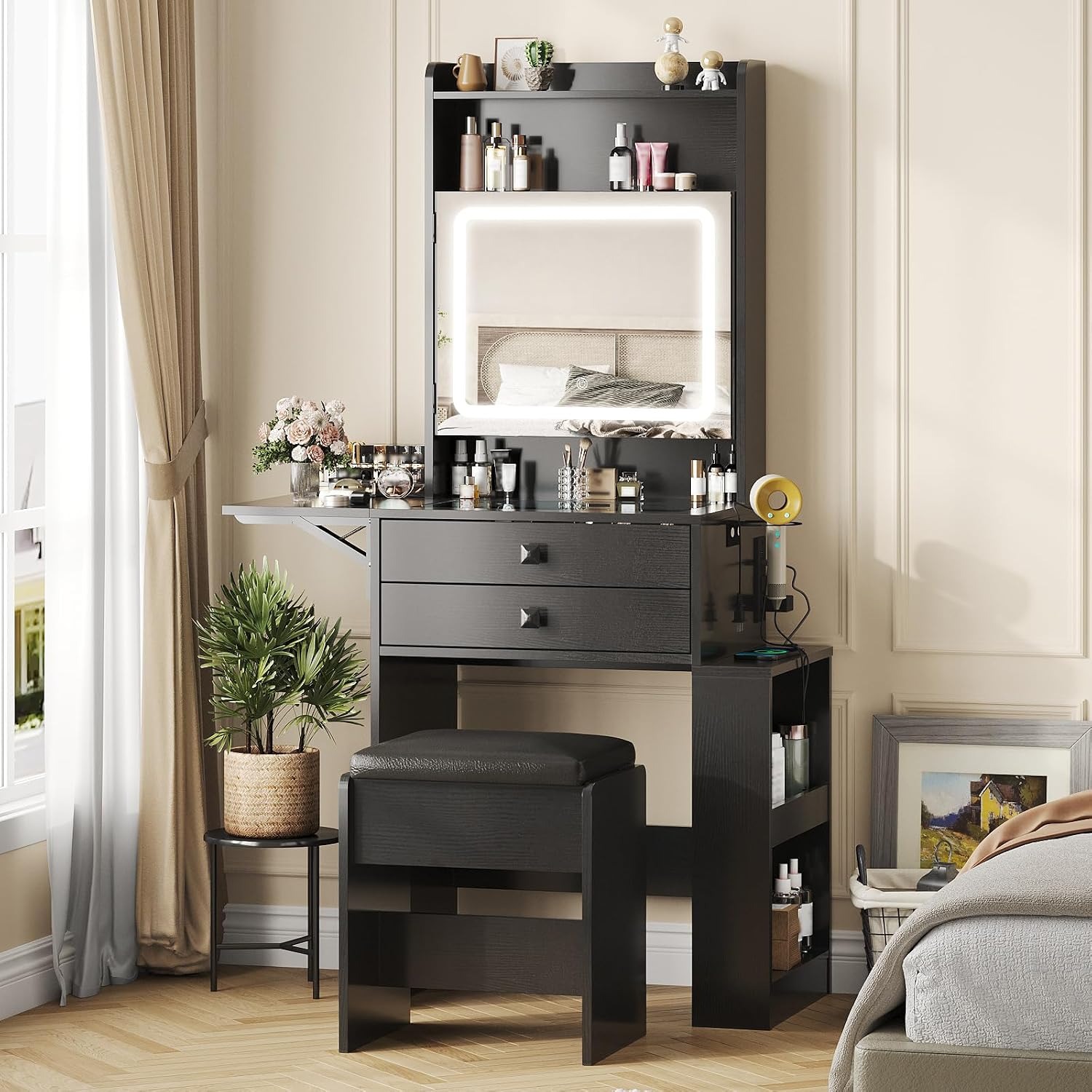 Small Makeup Vanity Desk with  - Desk Vanity Setup ulasan dan harga