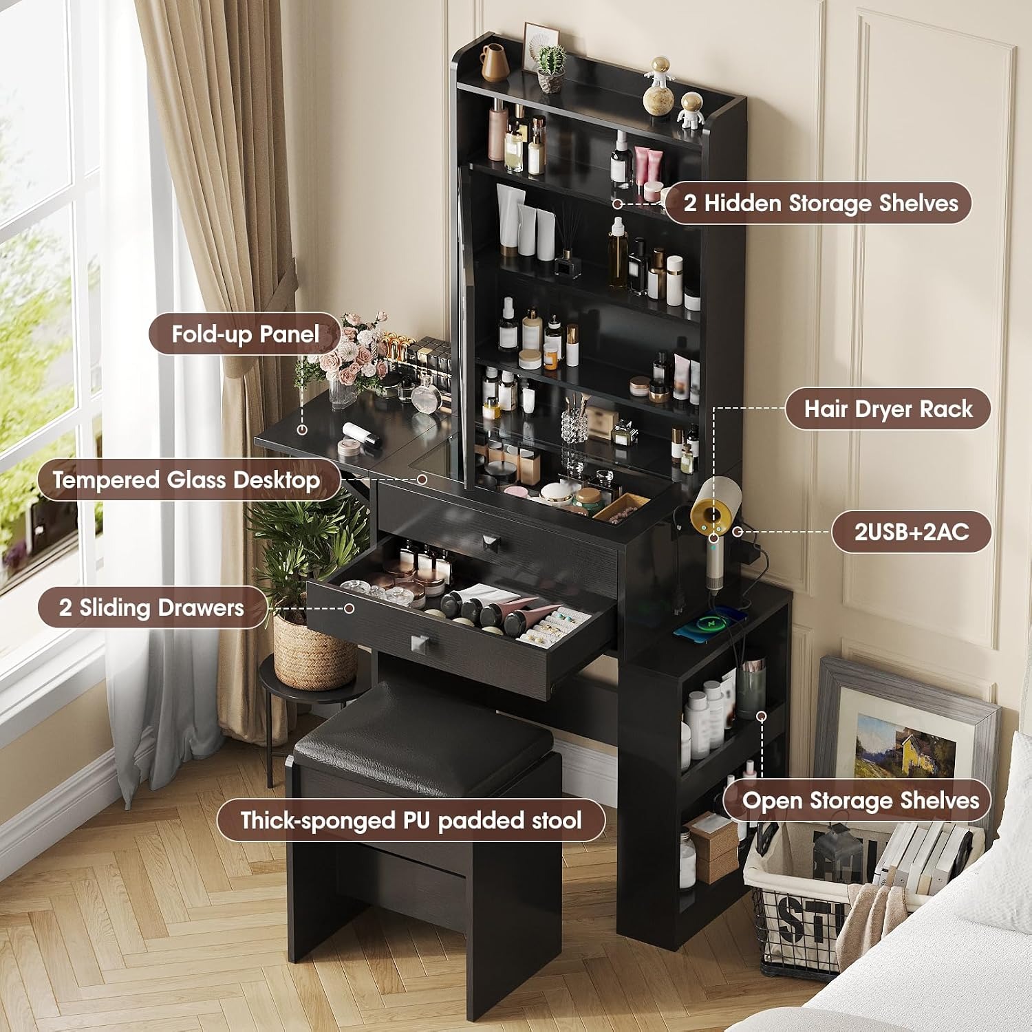 Small Makeup Vanity Desk with  - Desk Vanity Setup ulasan dan harga