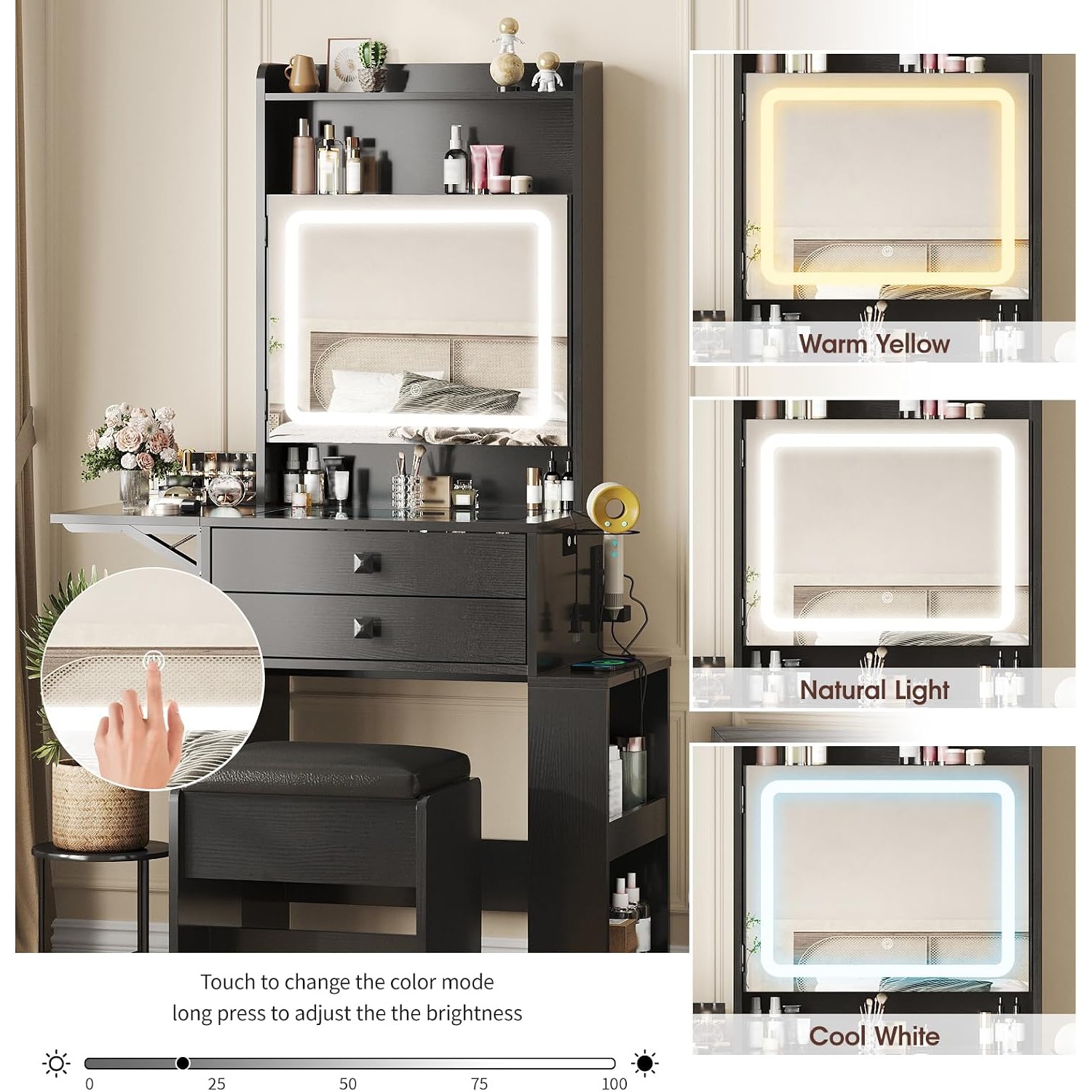 Small Makeup Vanity Desk with  - Desk Vanity Setup ulasan dan harga