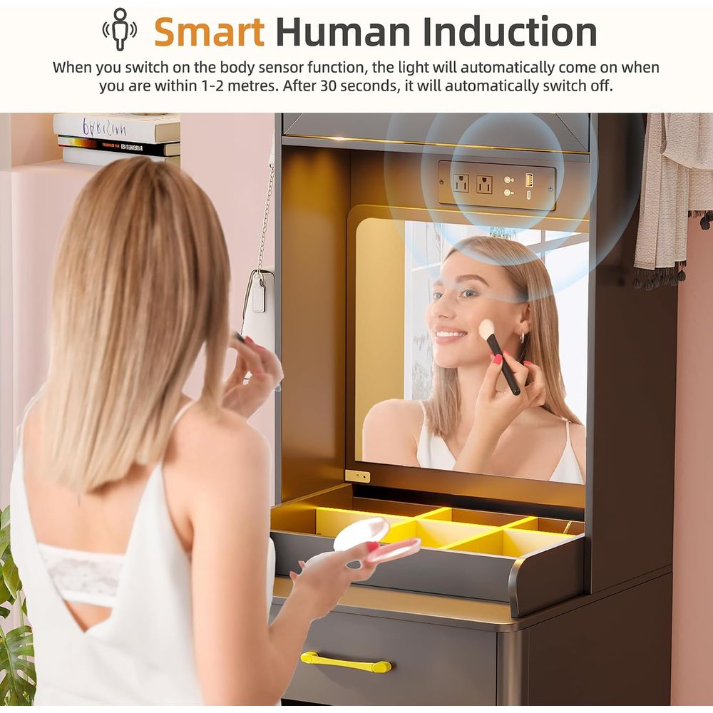 Human Sensor LED Vanity Desk w - Desk Vanity Setup ulasan dan harga