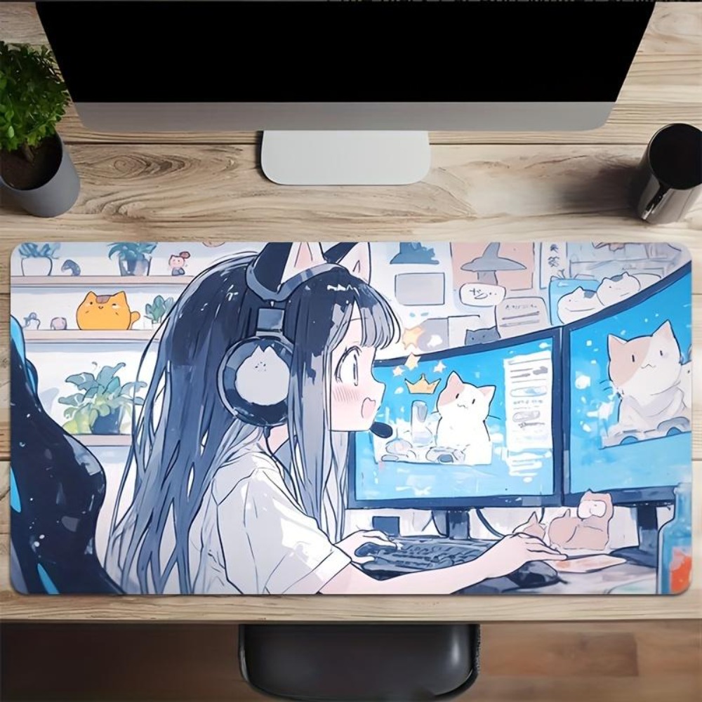 Cartoon Esports Girl Game Mous - Desk Setup Simple ulasan dan harga