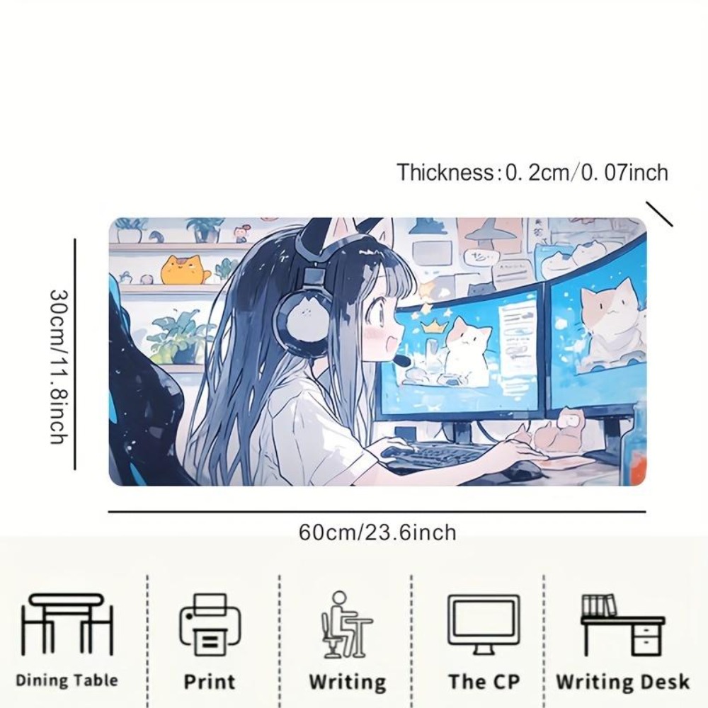 Cartoon Esports Girl Game Mous - Desk Setup Simple ulasan dan harga