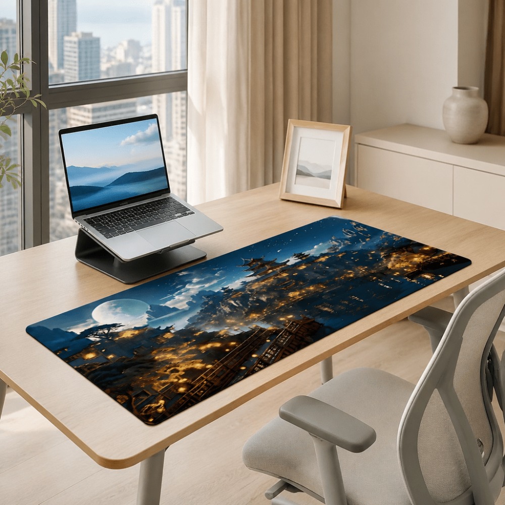 Original fantasy night city mo - Desk Setup Simple ulasan dan harga
