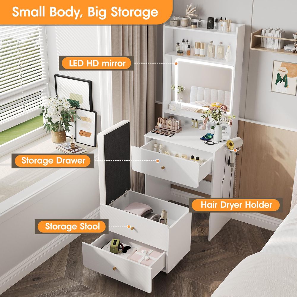 Up Vanity Desk with Mirror and - Desk Vanity Setup ulasan dan harga