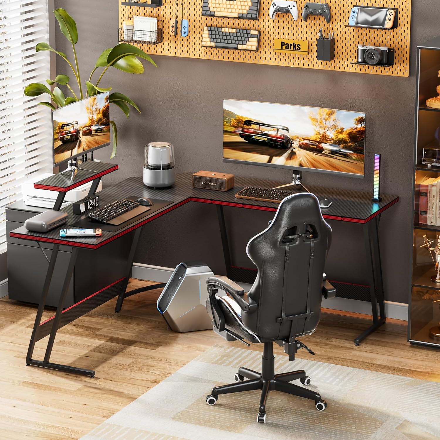 L-Shaped Adjustable Gaming Des - Setup Desk Monitor ulasan dan harga