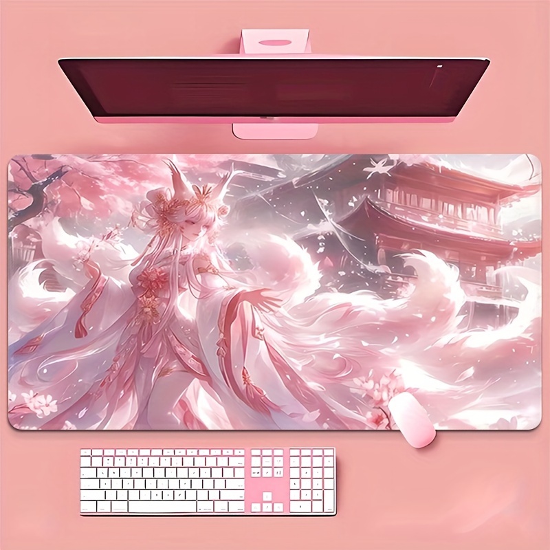 Anime Fox Girl Desk Mat, Exten - Desk Setup Aesthetic ulasan dan harga