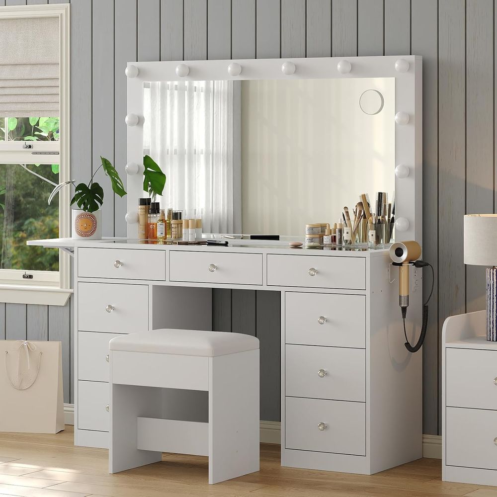 Vanity Desk with Power Outlet, - Desk Vanity Setup ulasan dan harga