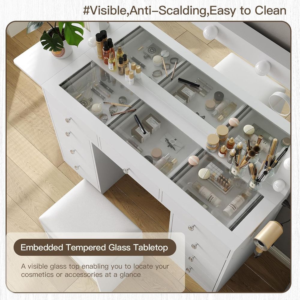 Vanity Desk with Power Outlet, - Desk Vanity Setup ulasan dan harga