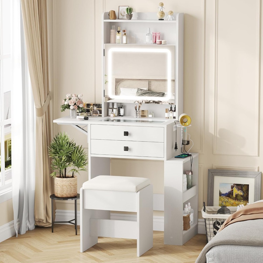 Small Makeup Vanity Desk with  - Desk Vanity Setup ulasan dan harga