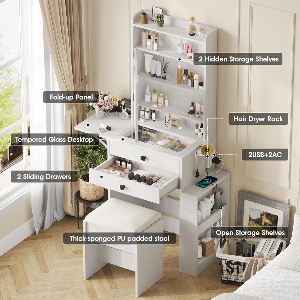 Small Makeup Vanity Desk with  - Desk Vanity Setup ulasan dan harga
