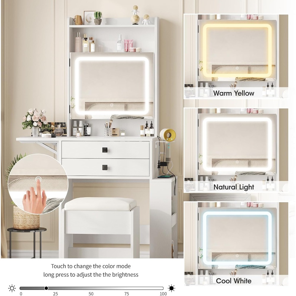 Small Makeup Vanity Desk with  - Desk Vanity Setup ulasan dan harga