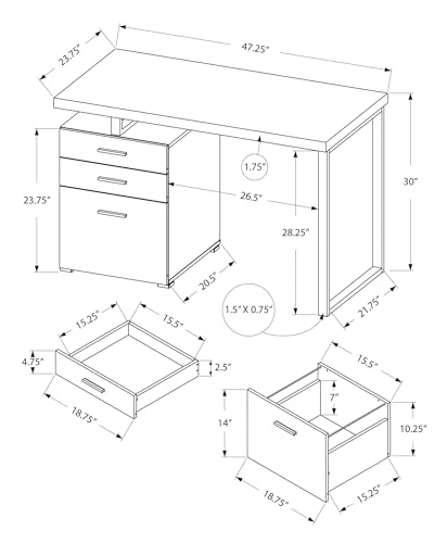 Computer Desk with File Cabine - Desk Setup Grey ulasan dan harga