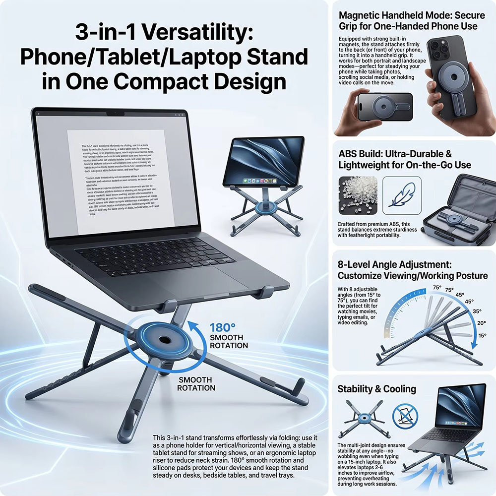 Portable Magnetic Phone Holder - Desk Setup Stand ulasan dan harga