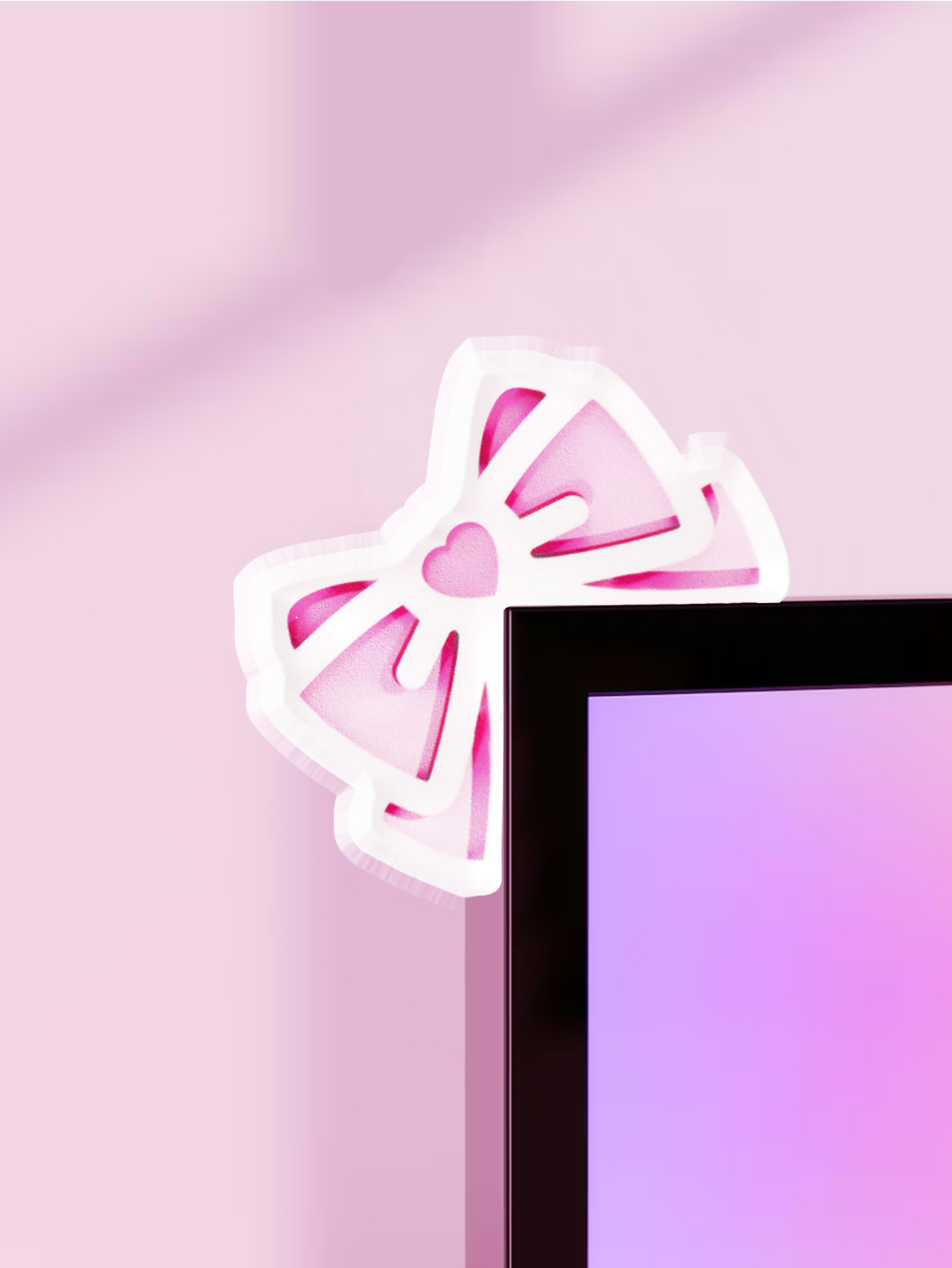 Kawaii Bow Monitor Decor Pink  - Gaming Setup Desk ulasan dan harga