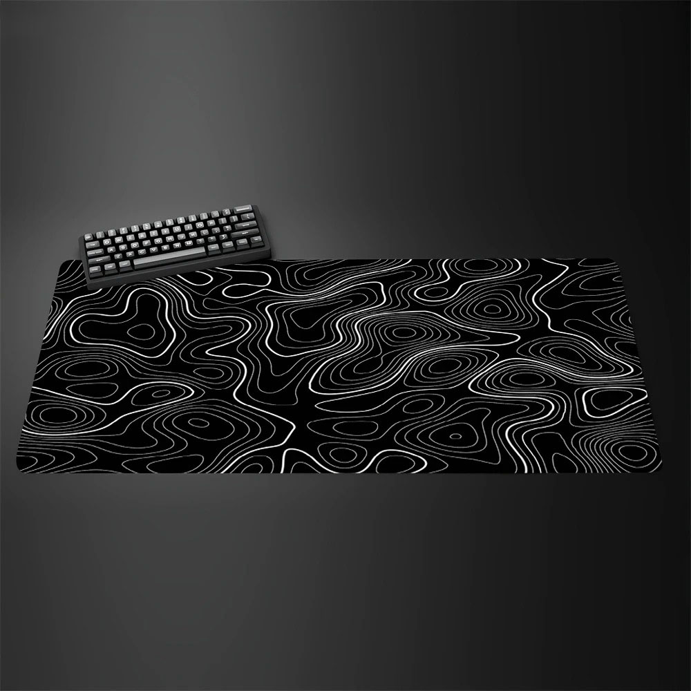 Topographic Map Large Gaming M - Desk Setup Black And White ulasan dan harga