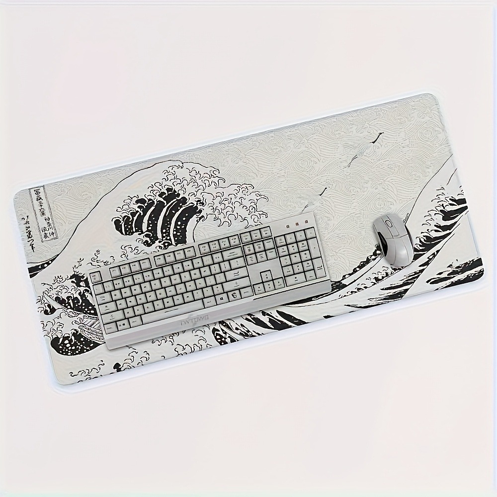 Black White Wave Art XXL Desk  - Desk Setup Black And White ulasan dan harga