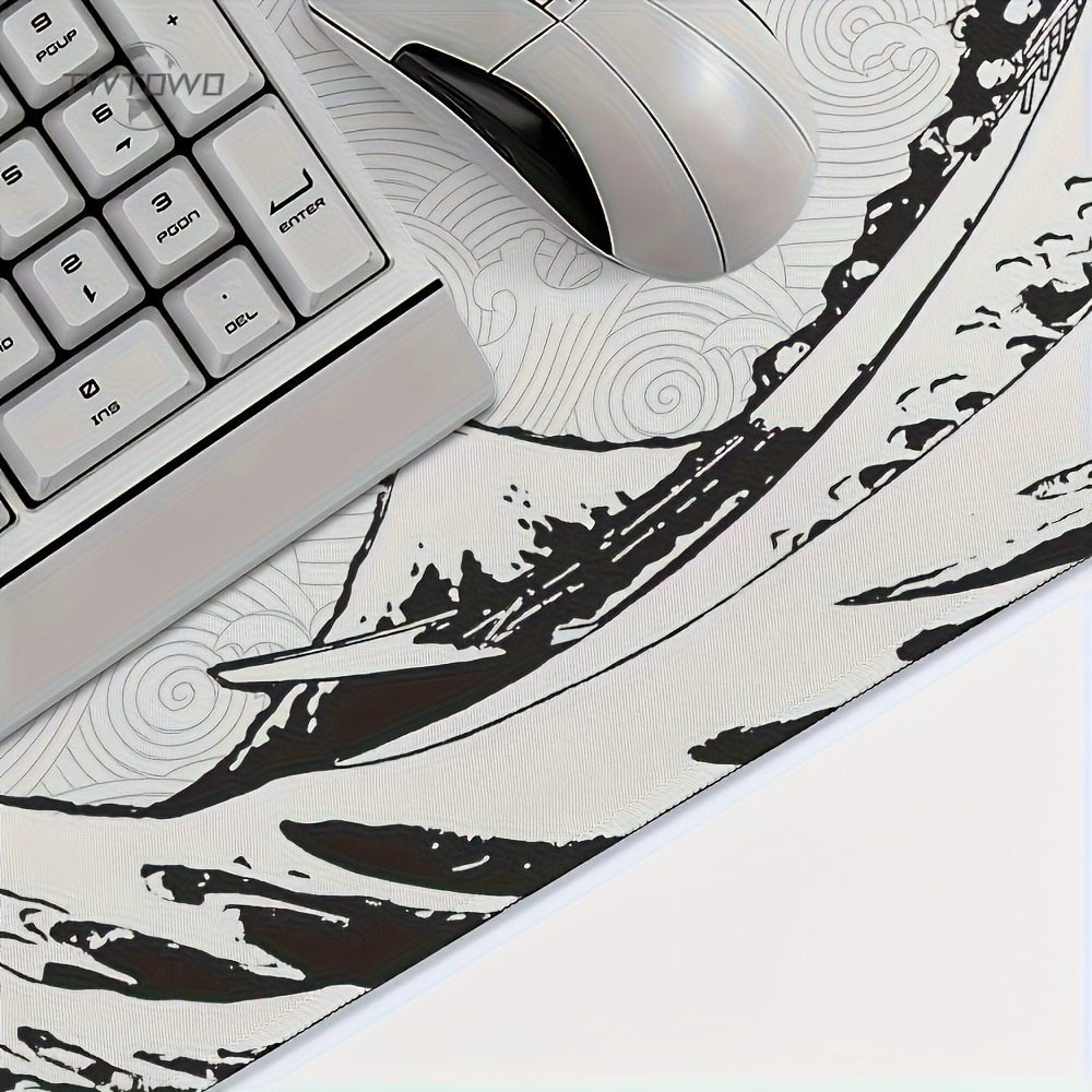 Black White Wave Art XXL Desk  - Desk Setup Black And White ulasan dan harga