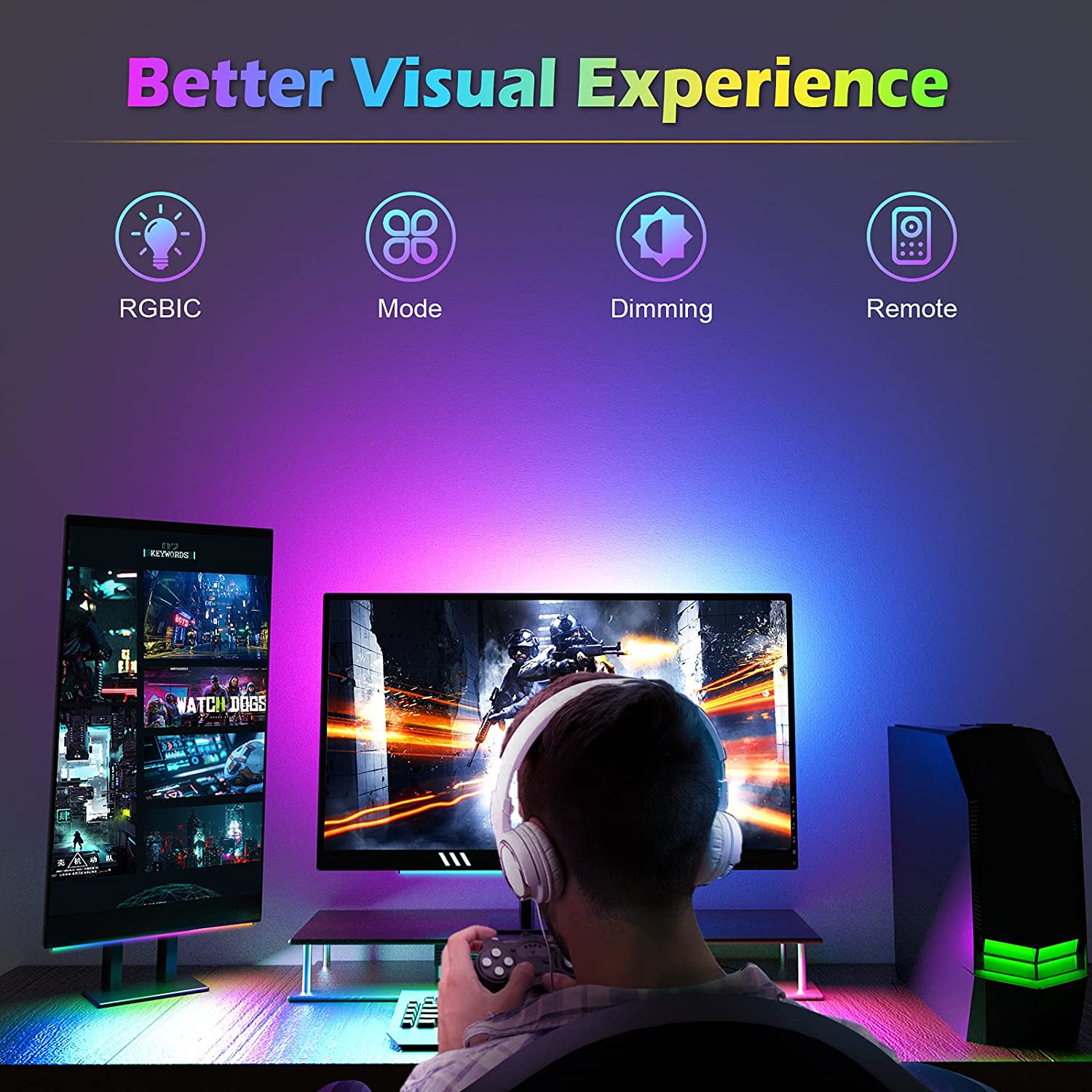 Under Monitor Light Bar RGB Dr - Setup Desk Monitor ulasan dan harga